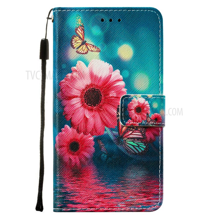 Wallet Stand Cross Texture Pattern Printing Leather Phone Protective Case for Samsung Galaxy A32 5G - Flowers-2