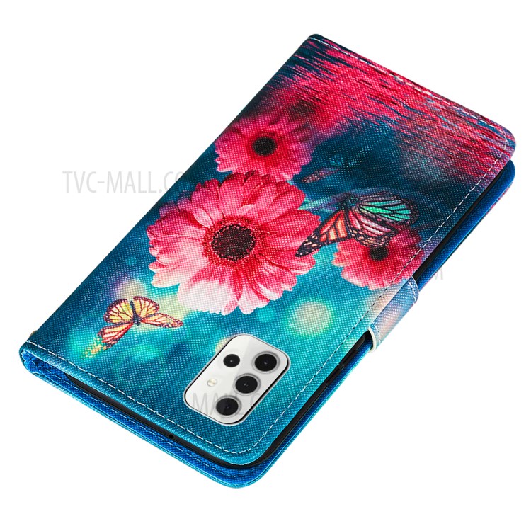 Wallet Stand Cross Texture Pattern Printing Leather Phone Protective Case for Samsung Galaxy A32 5G - Flowers-5