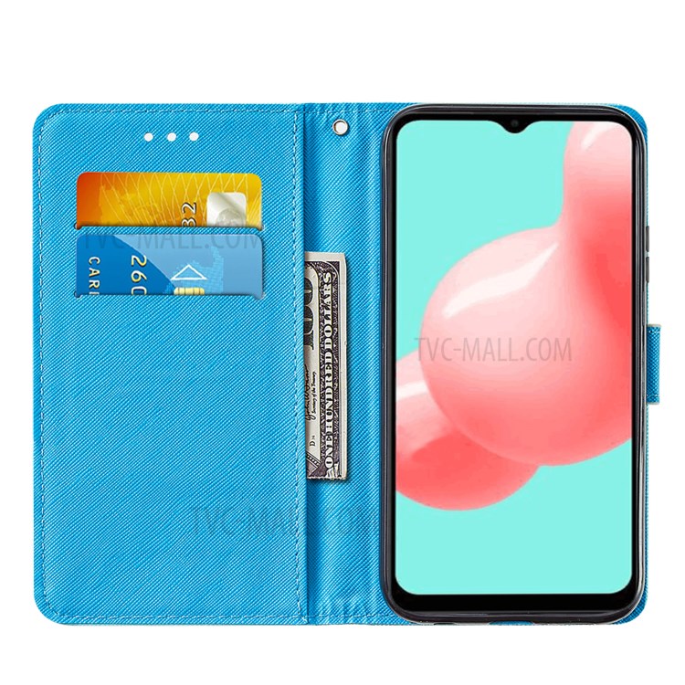 Wallet Stand Cross Texture Pattern Printing Leather Phone Protective Case for Samsung Galaxy A32 5G - Flowers-7