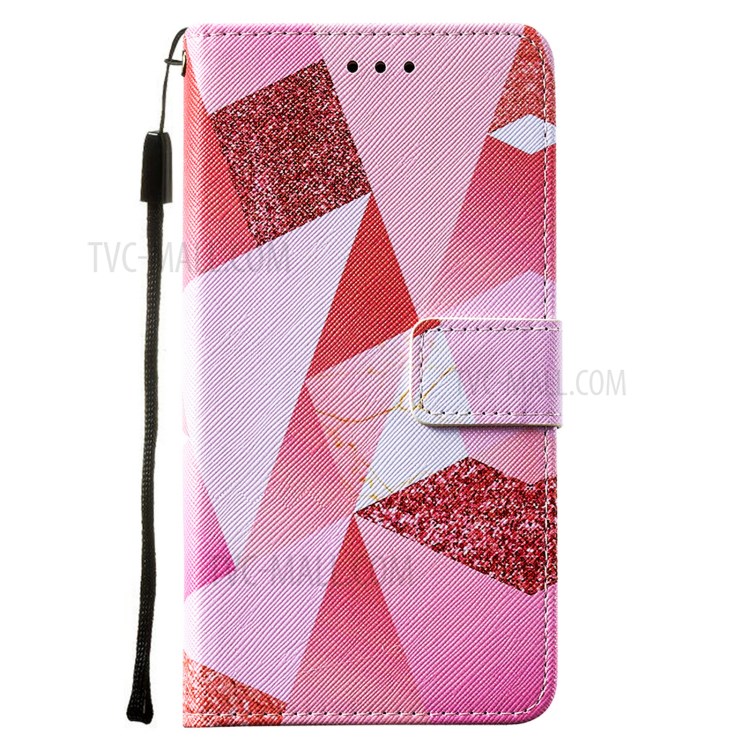 Cross Texture Leather Phone Wallet Stand Protective Case with Pattern Printing for Samsung Galaxy S30 - Pink Geometry-2