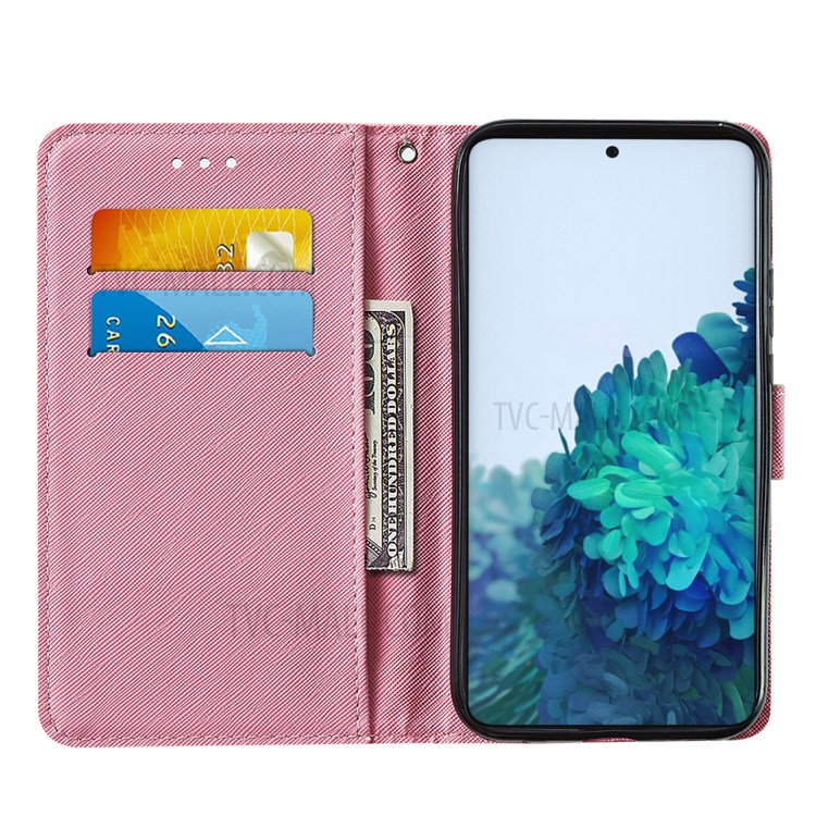 Cross Texture Leather Phone Wallet Stand Protective Case with Pattern Printing for Samsung Galaxy S30 - Pink Geometry-7