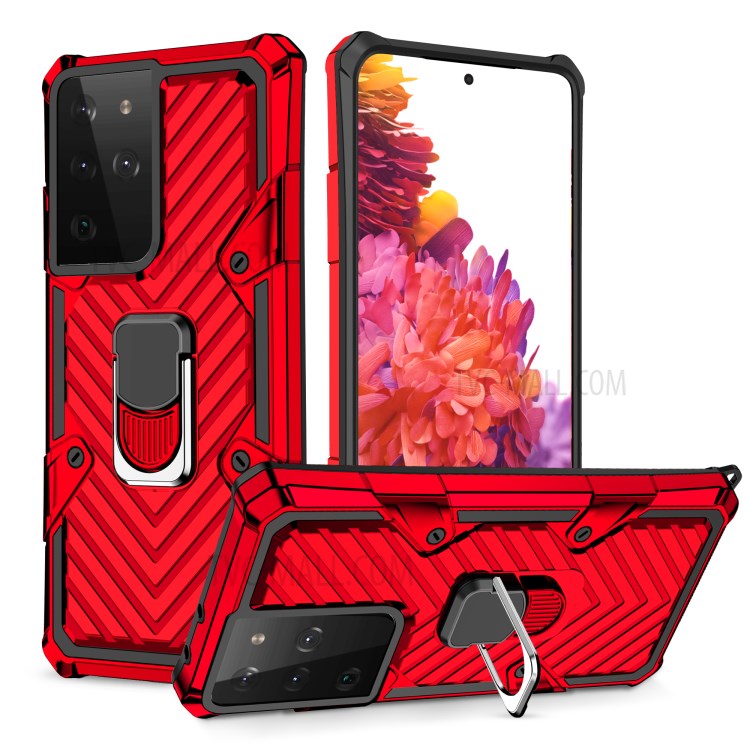 Rotatable Finger Ring Kickstand Hybrid Phone Shell for Samsung Galaxy S30 Ultra - Red-1
