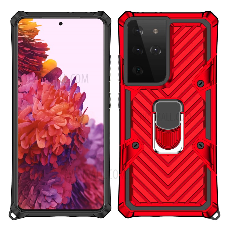 Rotatable Finger Ring Kickstand Hybrid Phone Shell for Samsung Galaxy S30 Ultra - Red-6