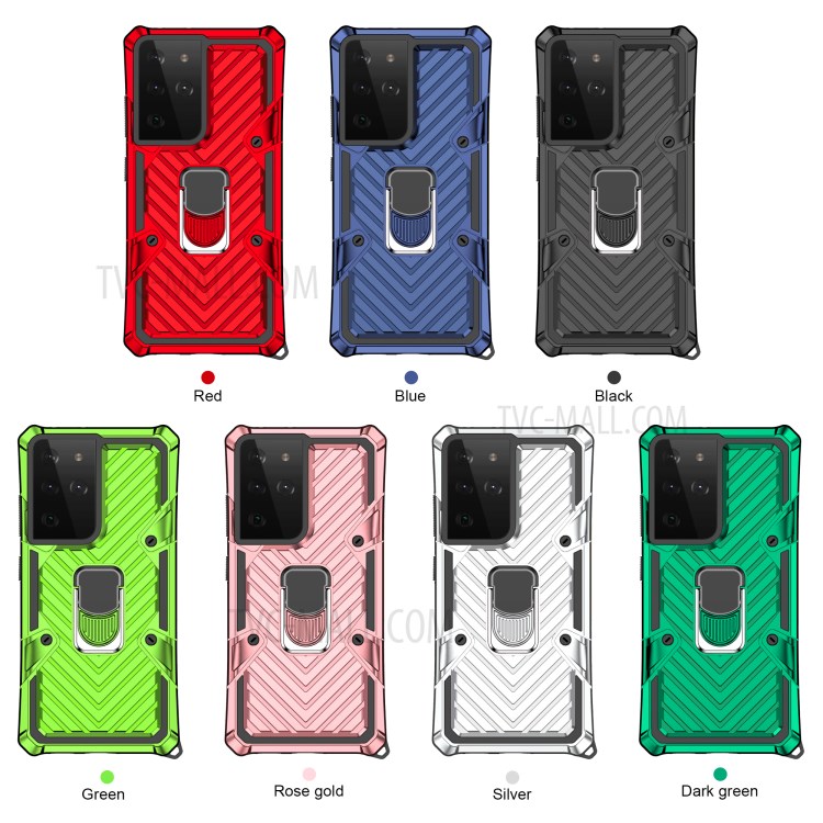 Rotatable Finger Ring Kickstand Hybrid Phone Shell for Samsung Galaxy S30 Ultra - Red-8