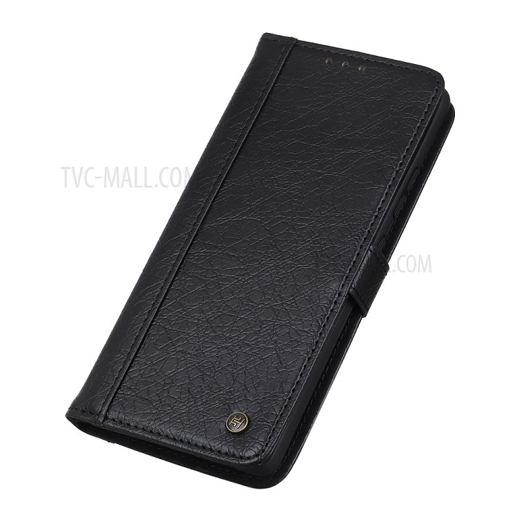 Rhino Grain Leather + TPU Wallet Phone Casing for Samsung Galaxy A52 5G - Black-5