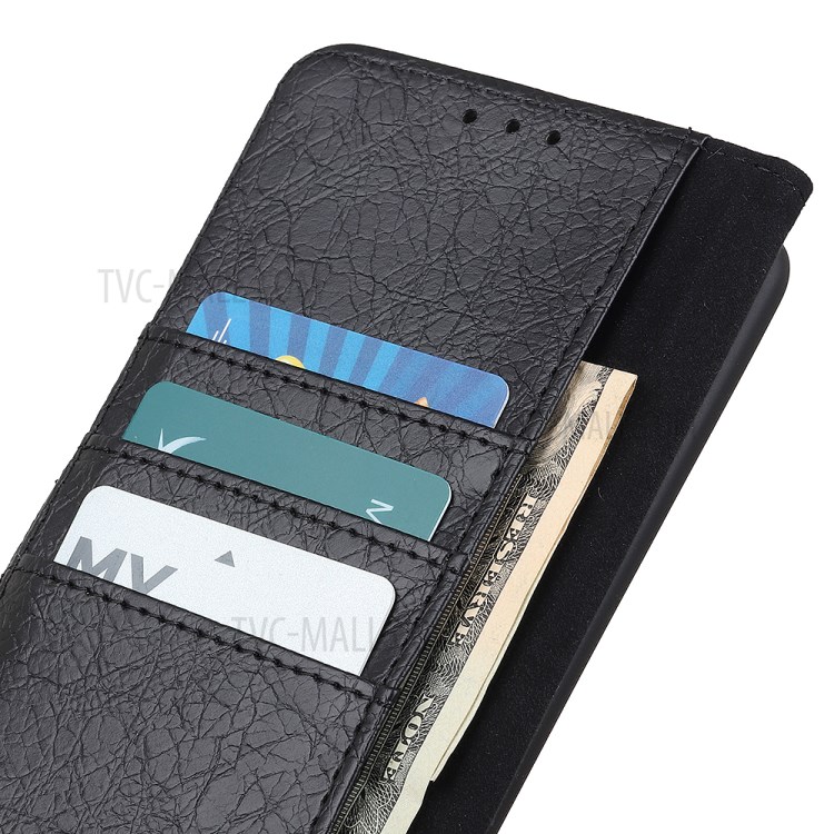 Rhino Grain Leather + TPU Wallet Phone Casing for Samsung Galaxy A52 5G - Black-7