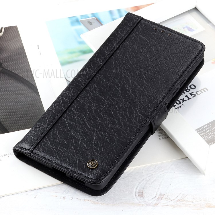 Rhino Grain Leather + TPU Wallet Phone Casing for Samsung Galaxy A52 5G - Black-8