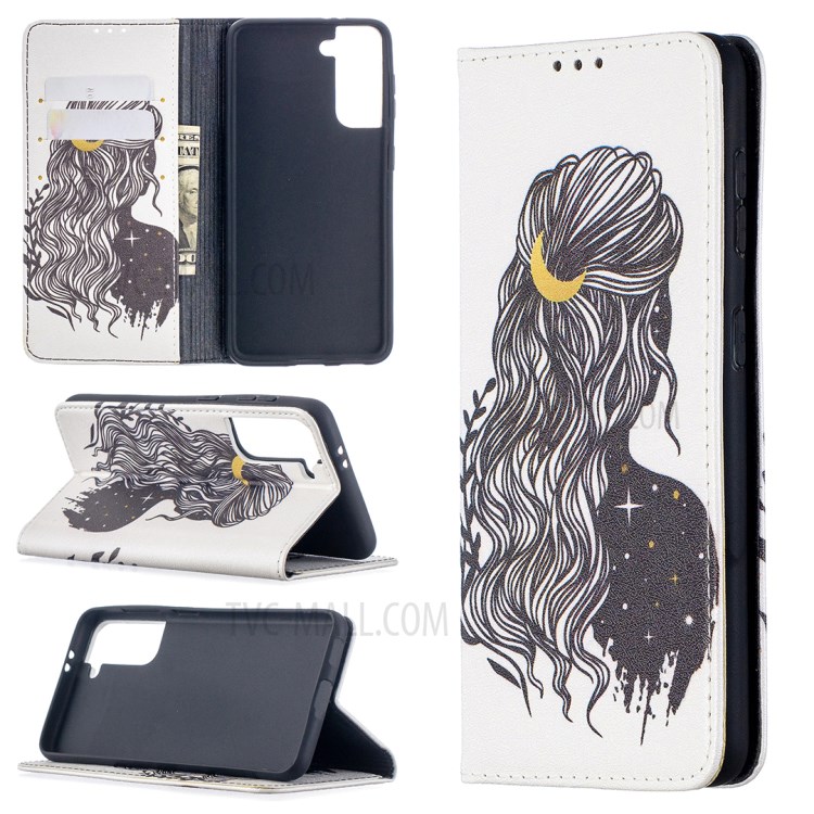 Auto-absorbed Stylish Patterned PU Leather Stand Wallet Case for Samsung Galaxy S30 - Girl-1