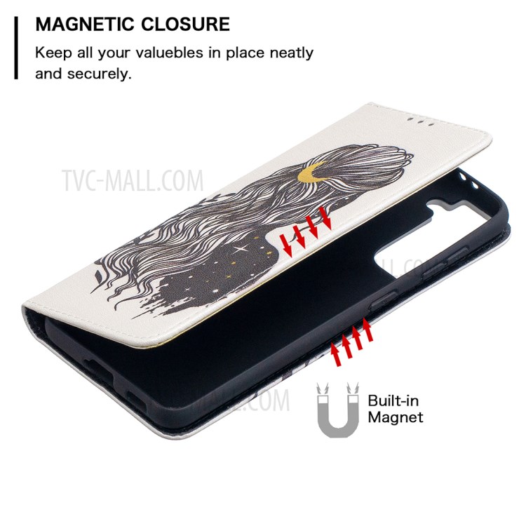 Auto-absorbed Stylish Patterned PU Leather Stand Wallet Case for Samsung Galaxy S30 - Girl-6