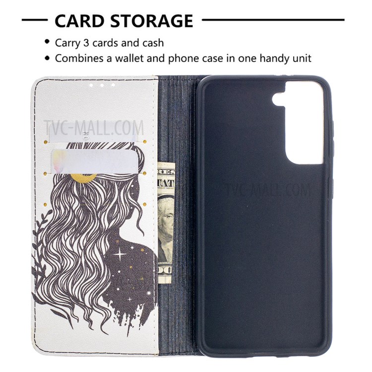 Auto-absorbed Stylish Patterned PU Leather Stand Wallet Case for Samsung Galaxy S30 - Girl-7