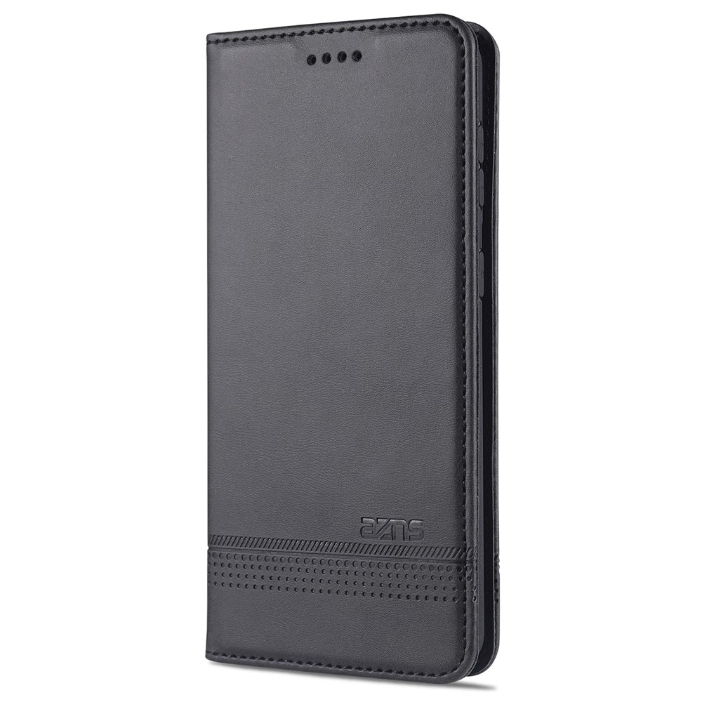 AZNS Magnetic Absorbed Leather Wallet Mobile Phone Cover for Samsung Galaxy S30 Ultra - Black-1
