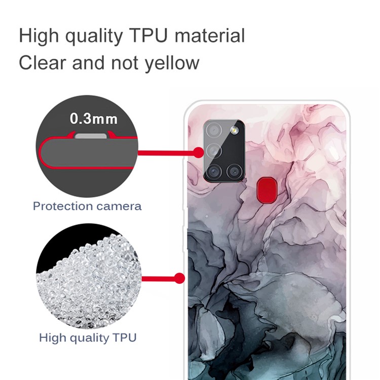 Soft TPU Marble Pattern Printing Protector Cover for Samsung Galaxy A21s - Style A-3