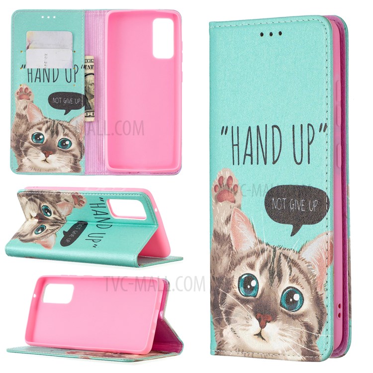 Auto-absorbed Stylish Patterned PU Leather Stand Phone Case for Samsung Galaxy S20 FE/S20 FE 5G/S20 Lite - Cat-1