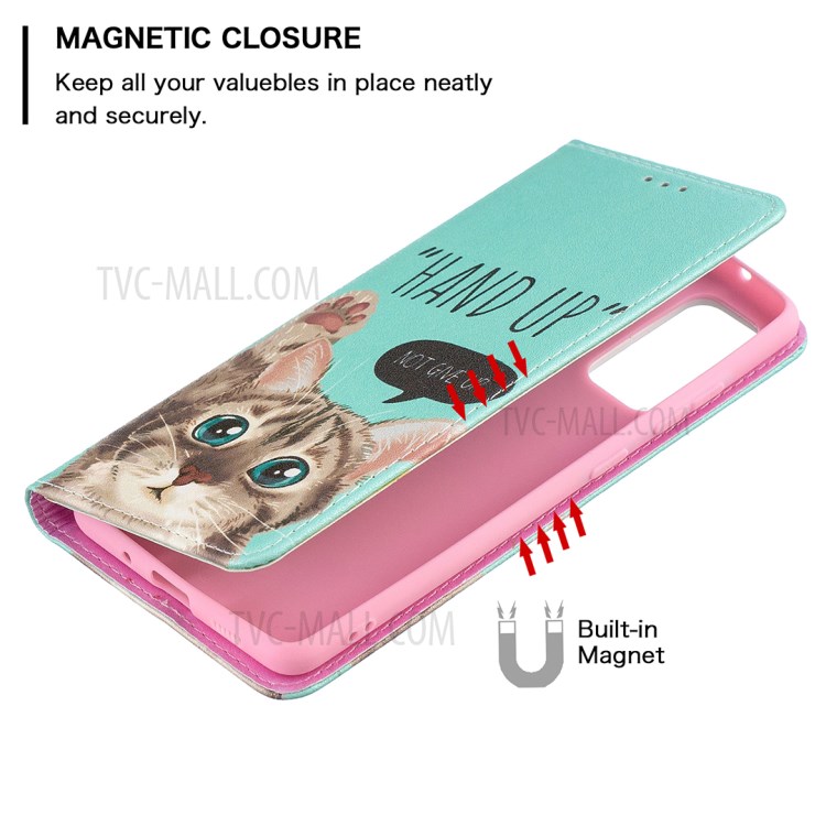 Auto-absorbed Stylish Patterned PU Leather Stand Phone Case for Samsung Galaxy S20 FE/S20 FE 5G/S20 Lite - Cat-6