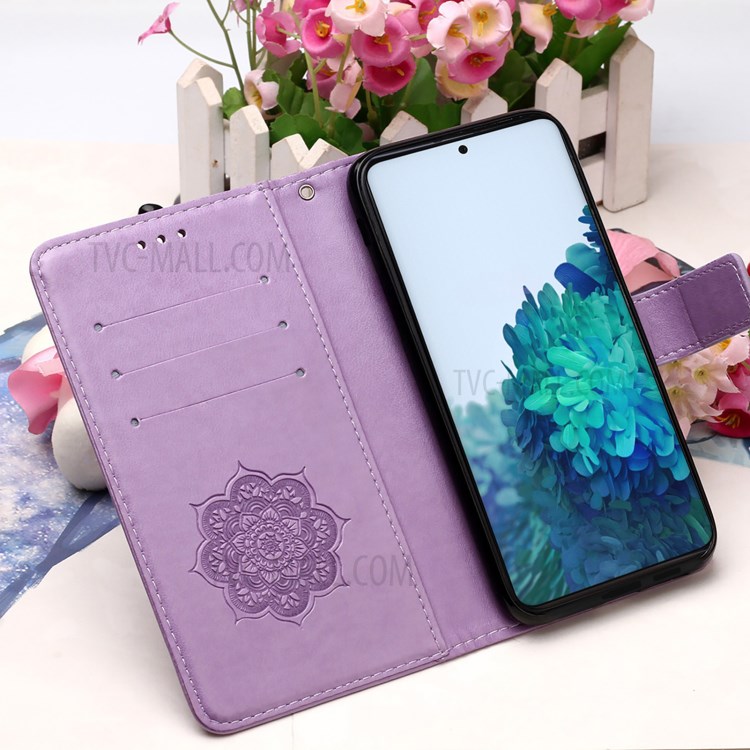 Imprinted Dream Catcher Flower Magnetic Leather Stand Case for Samsung Galaxy S30 - Purple-10