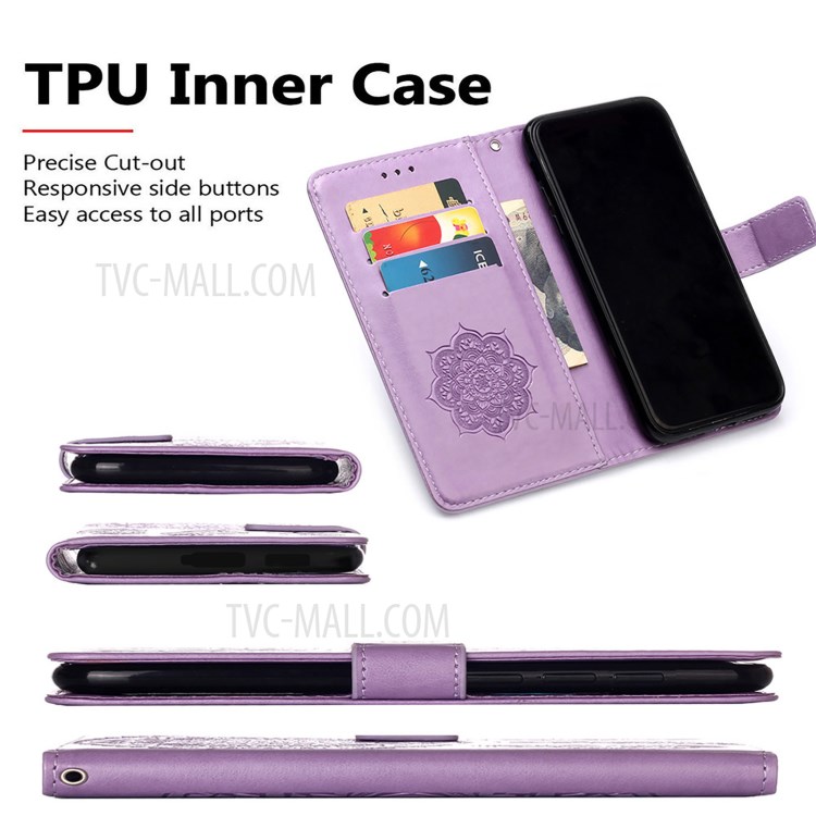 Imprinted Dream Catcher Flower Magnetic Leather Stand Case for Samsung Galaxy S30 - Purple-11