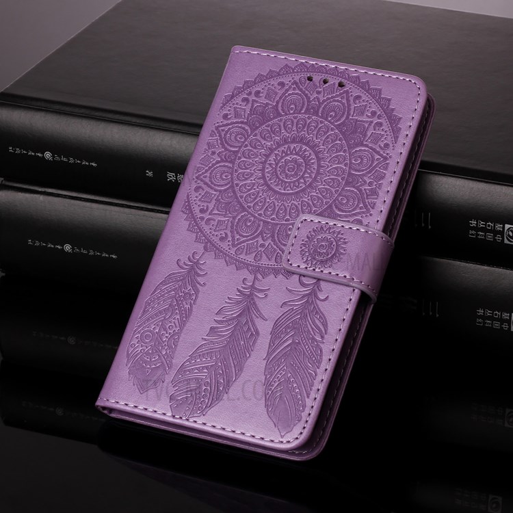 Imprinted Dream Catcher Flower Magnetic Leather Stand Case for Samsung Galaxy S30 - Purple-12