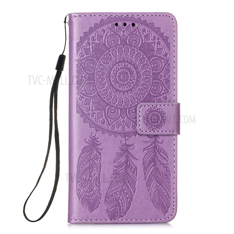 Imprinted Dream Catcher Flower Magnetic Leather Stand Case for Samsung Galaxy S30 - Purple-2