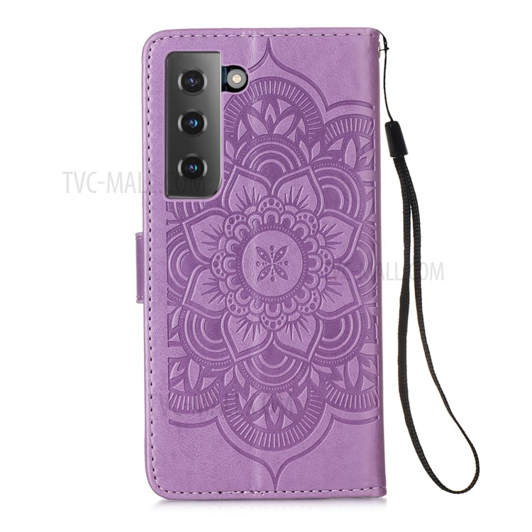 Imprinted Dream Catcher Flower Magnetic Leather Stand Case for Samsung Galaxy S30 - Purple-3