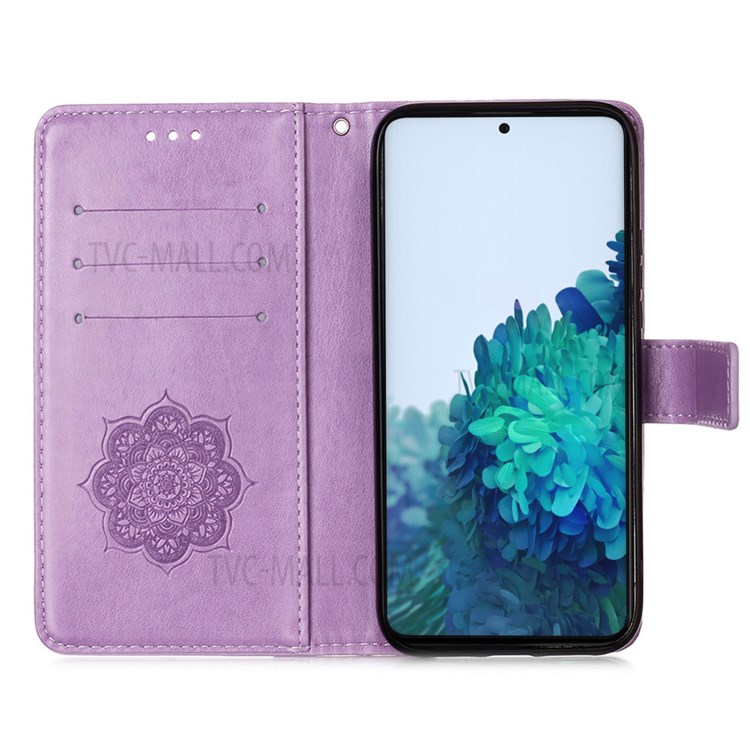 Imprinted Dream Catcher Flower Magnetic Leather Stand Case for Samsung Galaxy S30 - Purple-4