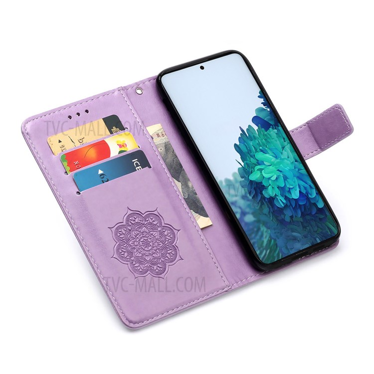 Imprinted Dream Catcher Flower Magnetic Leather Stand Case for Samsung Galaxy S30 - Purple-6