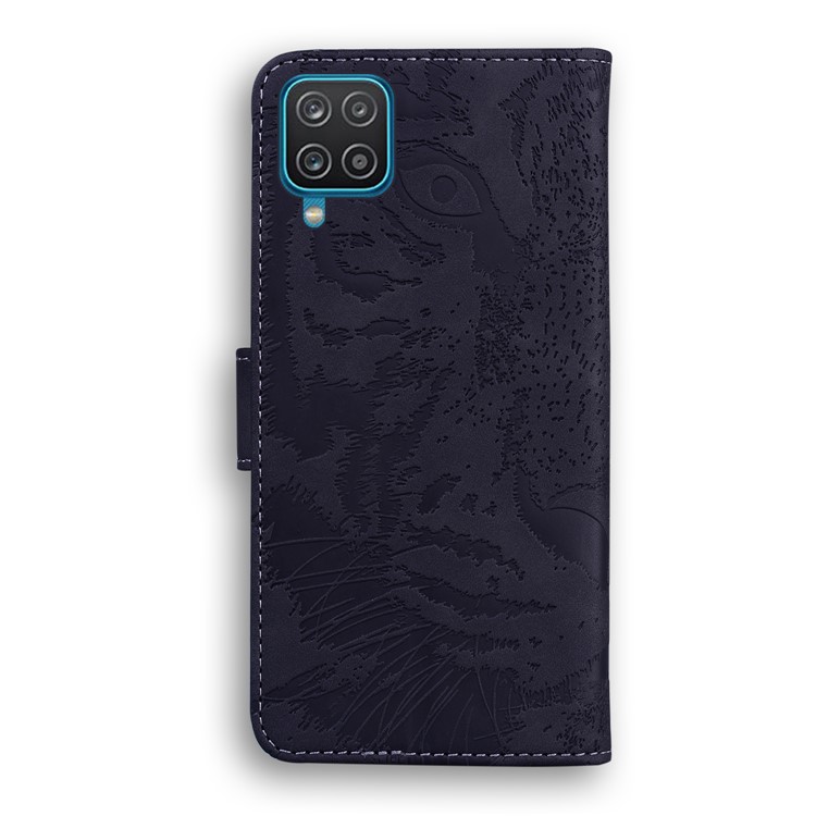 Stand Wallet Case Imprinted Tiger Pattern Leather Cover for Samsung Galaxy A12 - Black-2