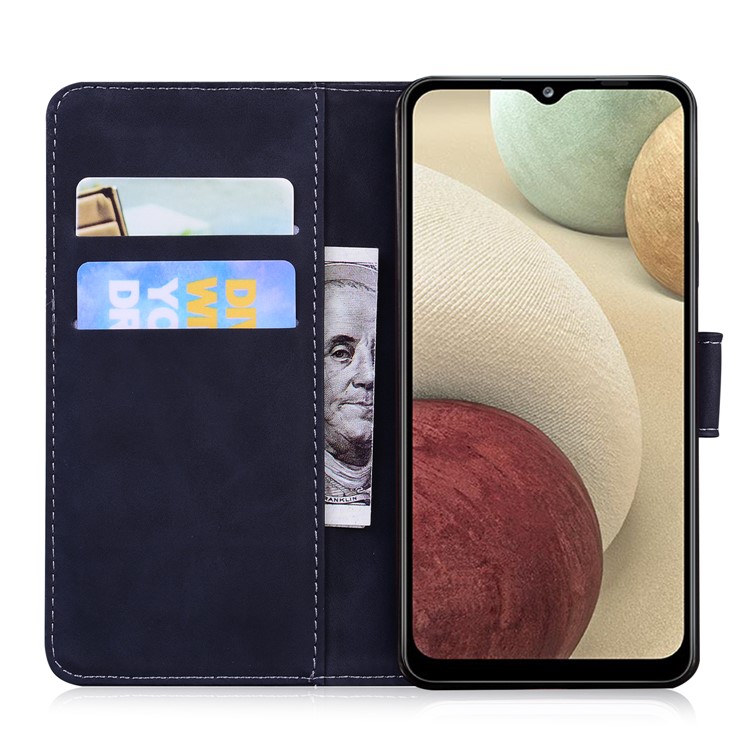 Stand Wallet Case Imprinted Tiger Pattern Leather Cover for Samsung Galaxy A12 - Black-4