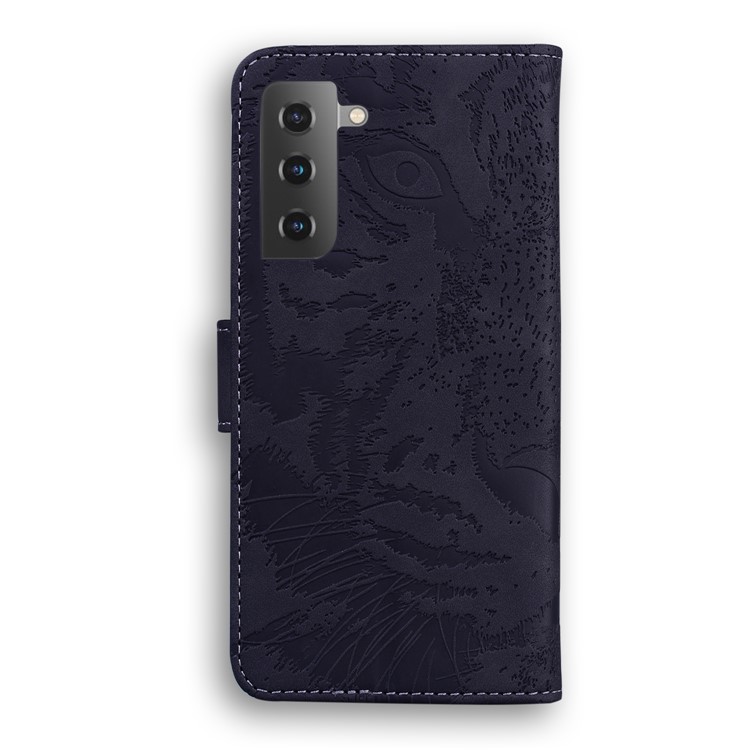 Tiger Face Imprinting Leather Magnet Clasp Phone Case with Wallet and Stand for Samsung Galaxy S21 - Black-2