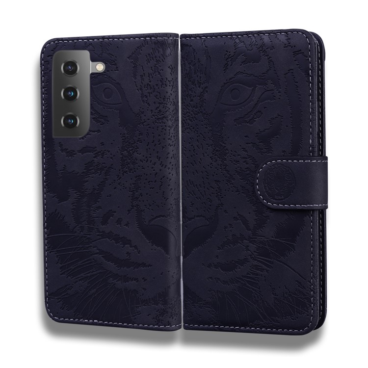 Tiger Face Imprinting Leather Magnet Clasp Phone Case with Wallet and Stand for Samsung Galaxy S21 - Black-3