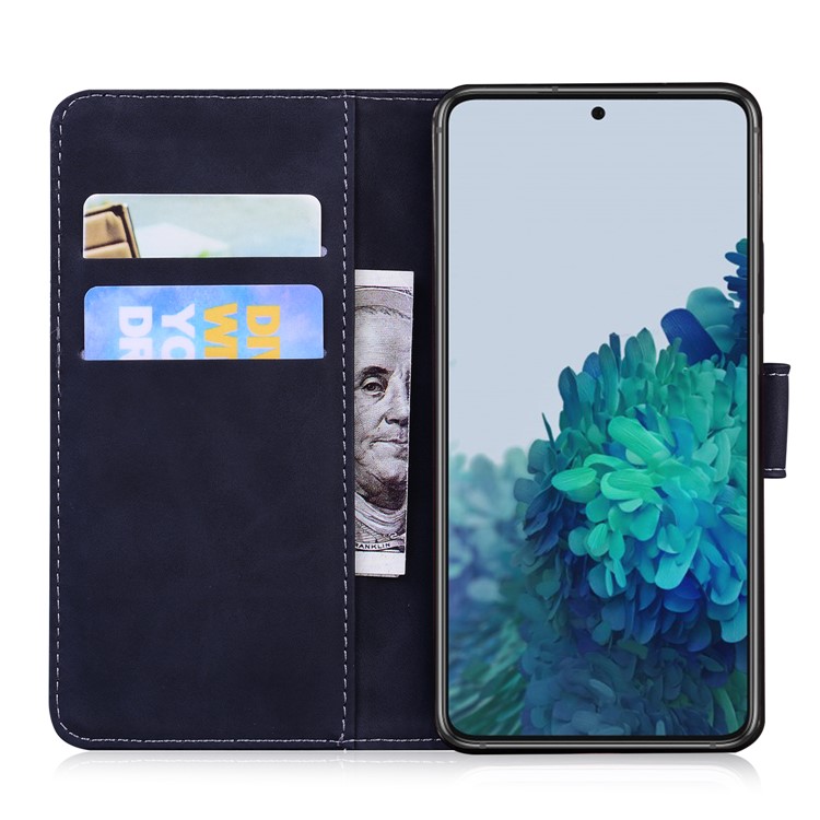 Tiger Face Imprinting Leather Magnet Clasp Phone Case with Wallet and Stand for Samsung Galaxy S21 - Black-4