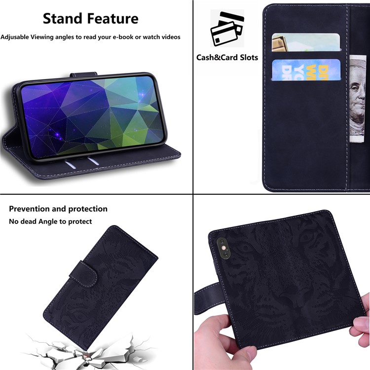 Tiger Face Imprinting Leather Magnet Clasp Phone Case with Wallet and Stand for Samsung Galaxy S21 - Black-7