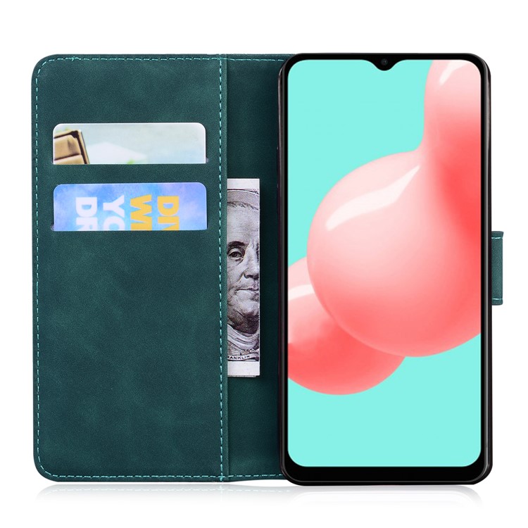 Wallet Leather Phone Stand Case for Samsung Galaxy A32 Tiger Face Imprinting Case - Green-4