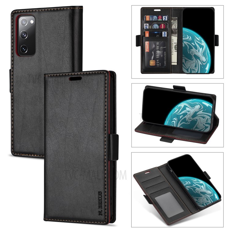 N.BEKUS PU Leather Wallet Phone Stand Case for Samsung Galaxy S20 FE/S20 Fan Edition/S20 FE 5G/S20 Fan Edition 5G - Black-1