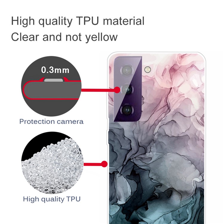 For Samsung Galaxy S21+ Case Clear TPU Marble Pattern Printing Protector Cover - Style A-3