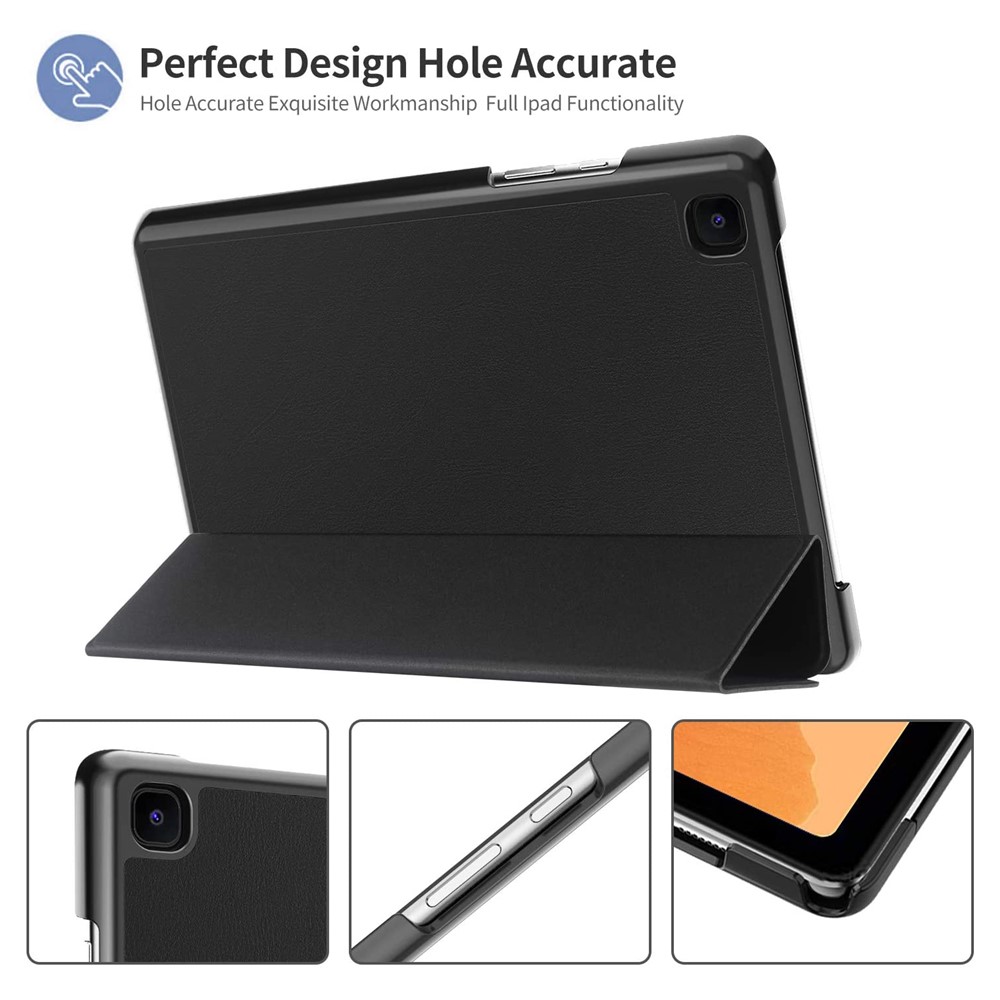 Tri-fold Stand PU Leather Tablet Case with Straight Edge Tempered Glass Film for Samsung Galaxy Tab A7 10.4 (2020)-2