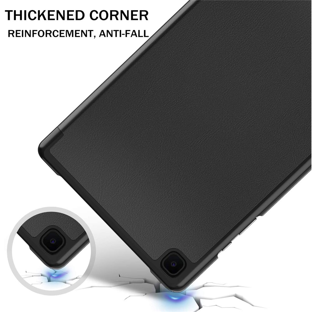 Tri-fold Stand PU Leather Tablet Case with Straight Edge Tempered Glass Film for Samsung Galaxy Tab A7 10.4 (2020)-5