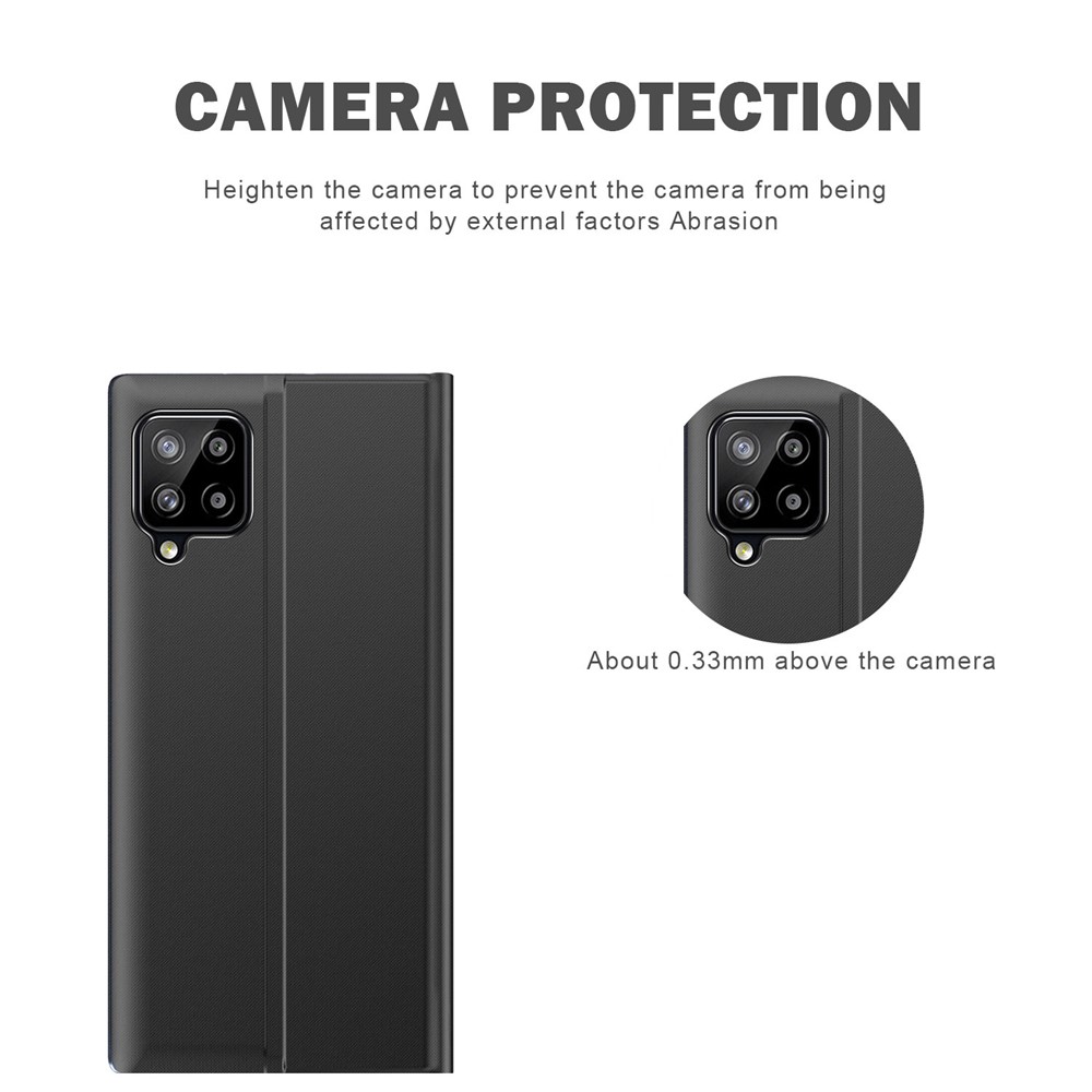 View Window Auto-absorbed Flip Leather Stand Protector Cell Phone Shell for Samsung Galaxy A12 - Black-4