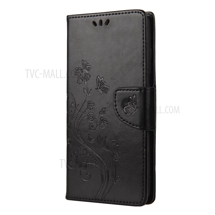 Imprint Butterflies Wallet Stand Flip Leather Case for Samsung Galaxy A72 5G - Black-2