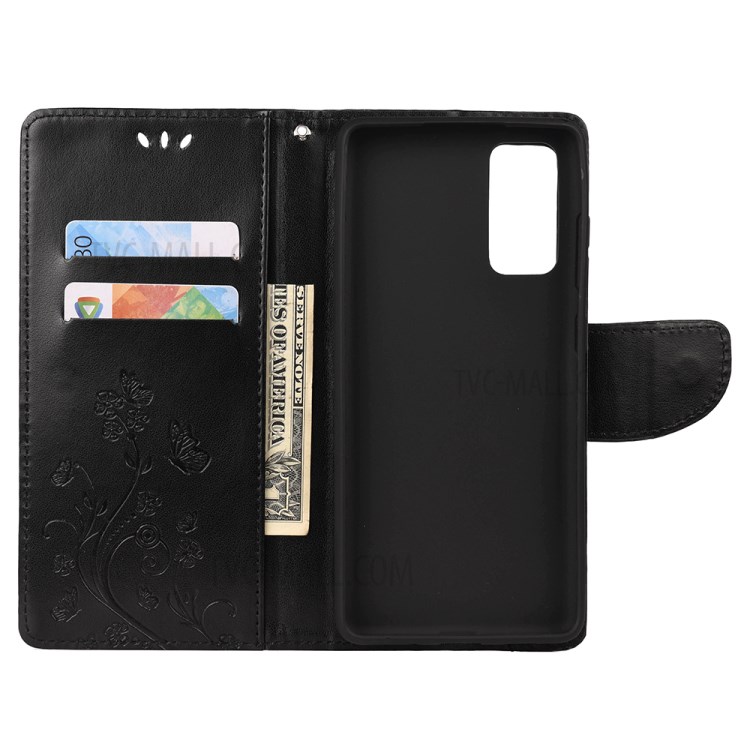 Imprint Butterflies Wallet Stand Flip Leather Case for Samsung Galaxy A72 5G - Black-4