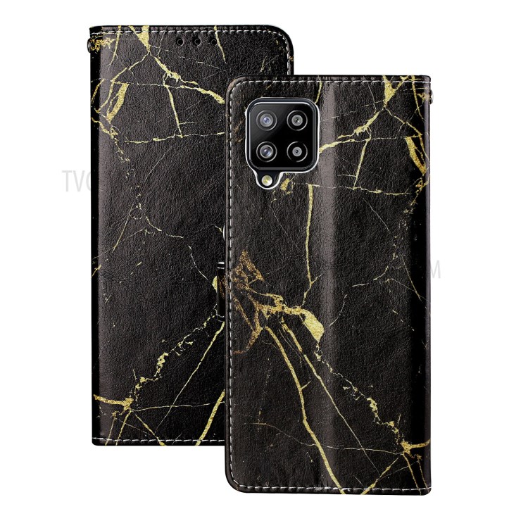 Pattern Printing Glossy Leather Protection Cover for Samsung Galaxy A42 5G - Black Marble-2