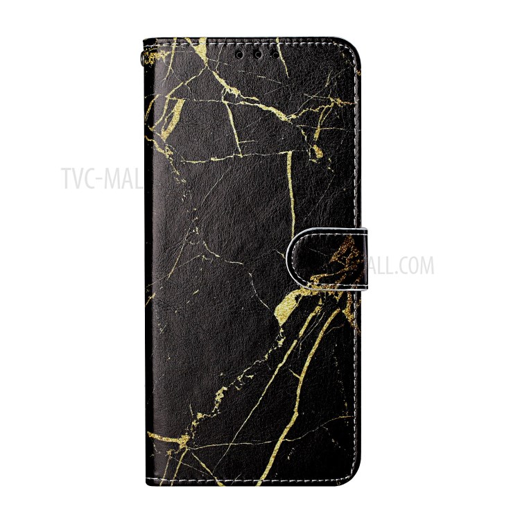 Pattern Printing Glossy Leather Protection Cover for Samsung Galaxy A42 5G - Black Marble-3