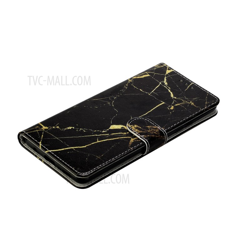 Pattern Printing Glossy Leather Protection Cover for Samsung Galaxy A42 5G - Black Marble-5