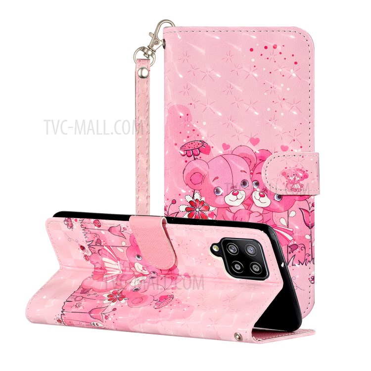 Phone Case for Samsung Galaxy A42 5G Wallet TPU + PU Leather 3D Color Carving Shell - Bears-1