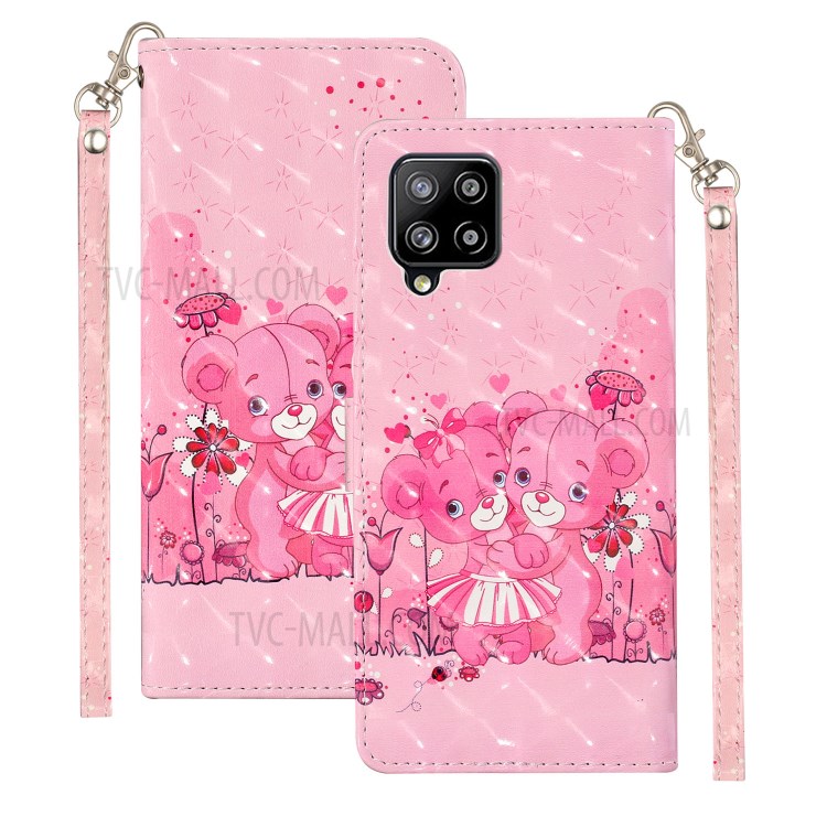 Phone Case for Samsung Galaxy A42 5G Wallet TPU + PU Leather 3D Color Carving Shell - Bears-2