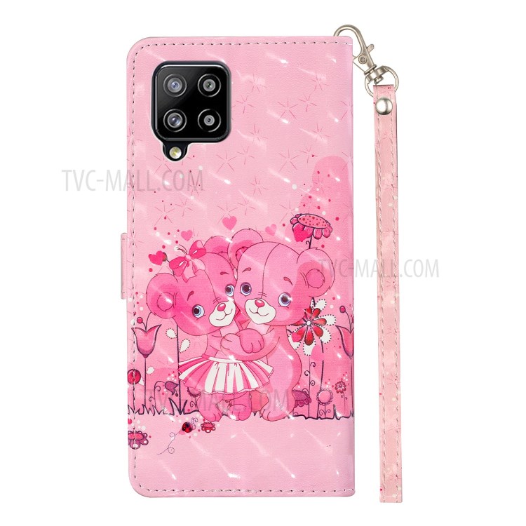 Phone Case for Samsung Galaxy A42 5G Wallet TPU + PU Leather 3D Color Carving Shell - Bears-4