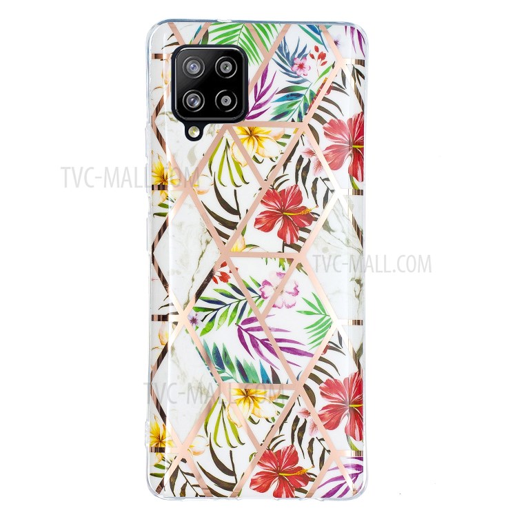 Splicing Marble Skin Electroplating IMD TPU Phone Cover Shell for Samsung Galaxy A42 5G - Rainforest-2