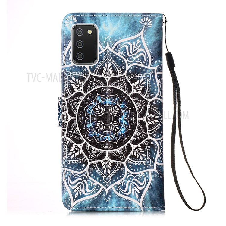 Wallet Stand Pattern Printing Leather Case for Samsung Galaxy A02s - Flower Pattern-3