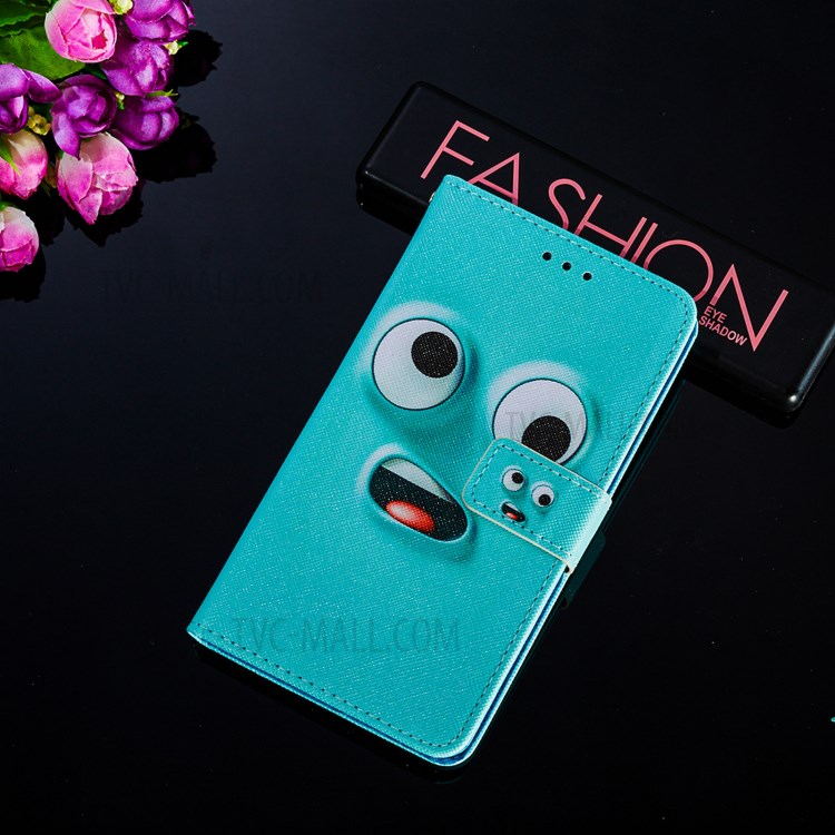 TPU + PU Leather Pattern Printing Phone Stand Cover Case for Samsung Galaxy A12 - Funny Face-10