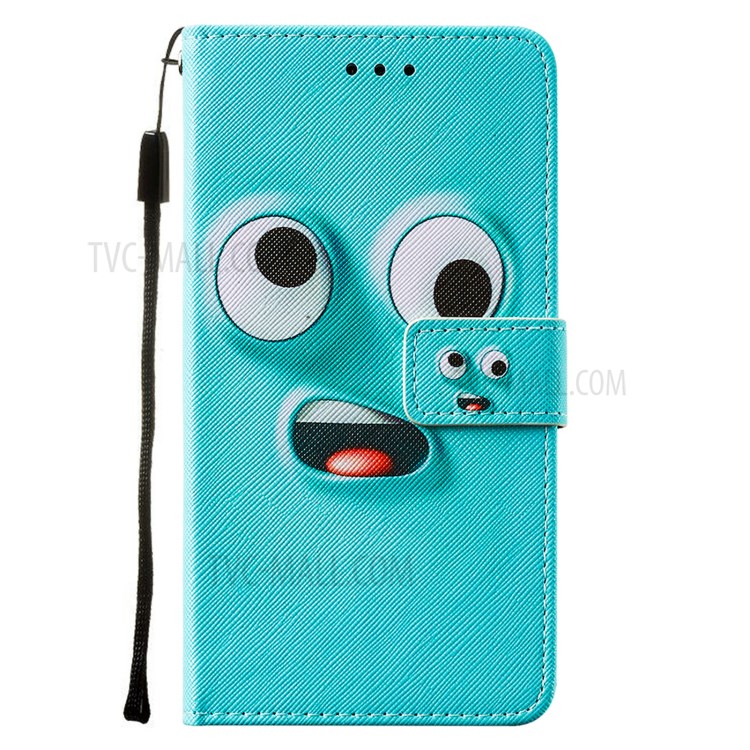 TPU + PU Leather Pattern Printing Phone Stand Cover Case for Samsung Galaxy A12 - Funny Face-2