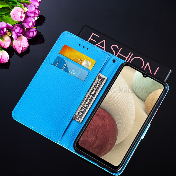 TPU + PU Leather Pattern Printing Phone Stand Cover Case for Samsung Galaxy A12 - Funny Face-8